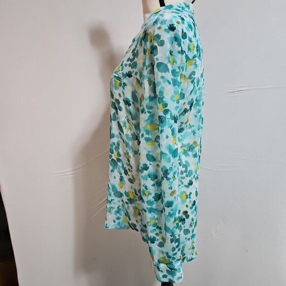Kut from the Kloth JASMIN Floral Printed Blouse Teal, Yellow, White, Womens Sm. - Picture 3 of 8